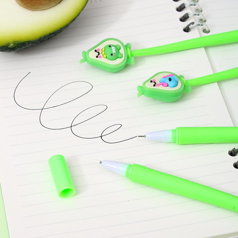 Back To School Season 48pcs 0.7mm Soft Glue Avocado Shake Neutral Pen Cartoon Fruit Shape Shake Pen Black Signature Pen Gift Pen