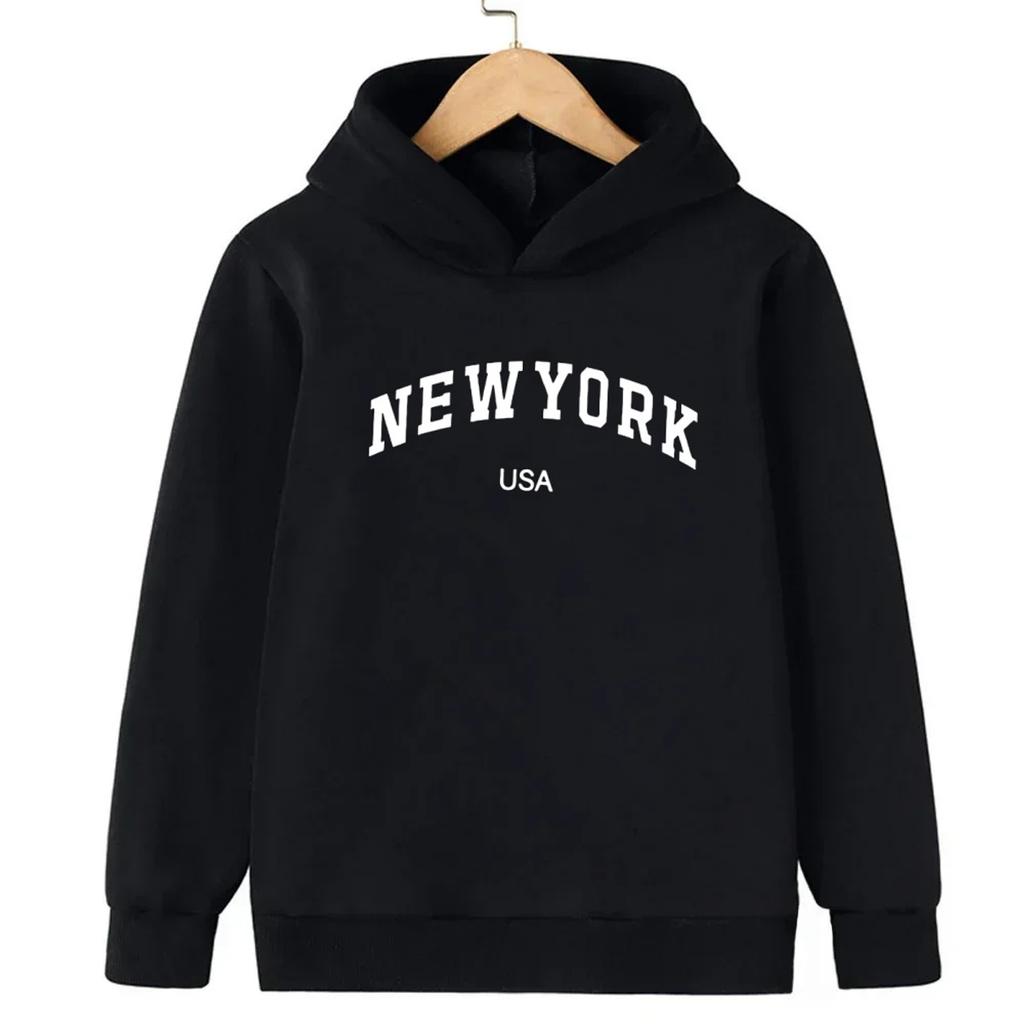 New York Boys and Girls Hoodies Autumn/Winter Hoodies Long Sleeves Classic Casual Minimalist Jackets Children's Letter Hoodies