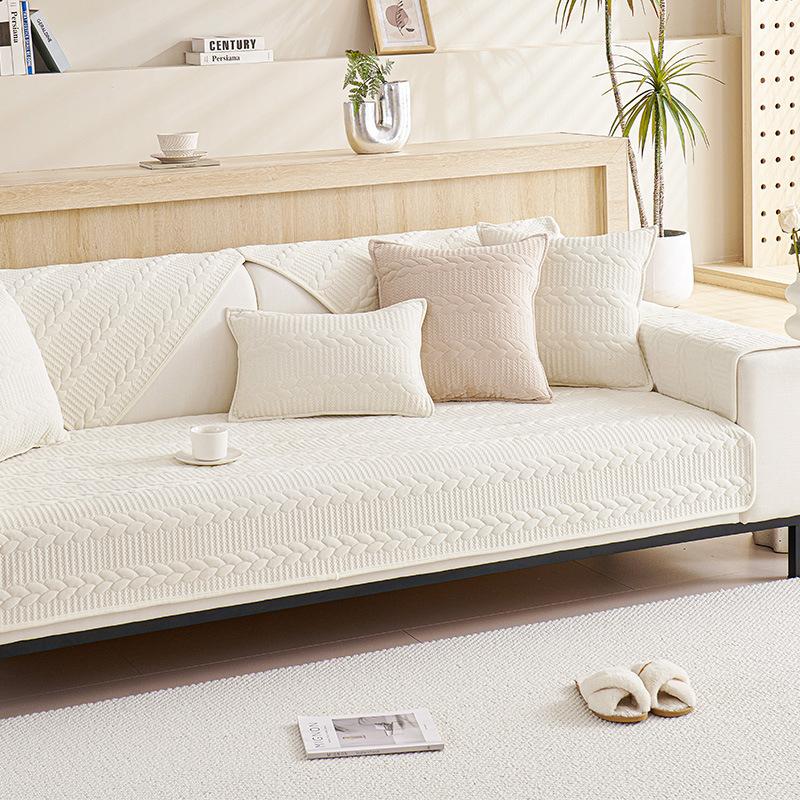

Ins Cream Wind Short Plush Sofa Cushion Solid Color Non-Slip Leather Sofa Cover Modern Simple Sofa Cloth Autumn And Winter 70*70cm