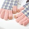 Winter New Full-finger Women's Warm Knitted Wool Gloves Plaid Velvet Finger Cycling Cold Protection
