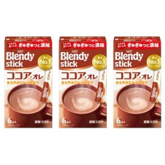 Blendy Stick Cocoa Ore 1 box contains 6 sticks GF 3 packs instant portable easy cafe