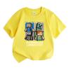 Kids Boys Girls Crew Neck Short Sleeve 100% Cotton T-Shirt, Cute Pixel Game Characters Printed Casual Soft Breathable Summer Tee for Youth Daily Wear
