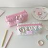Quilted Storage Bag Pencil Case Glossy Pencil Pouch Makeup Cosmetic Storage Makeup Bag  Student