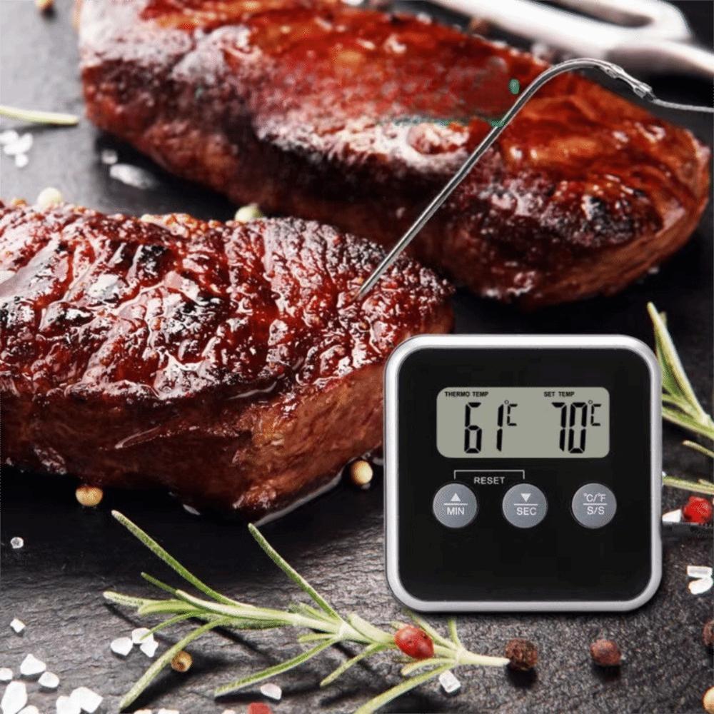Timed Digital Food Thermometer Waterproof Grill Temperature Tester  Oven