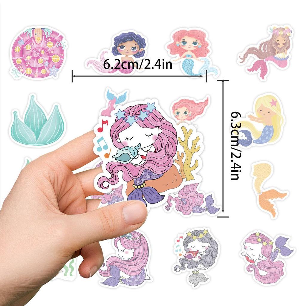 50pcs Waterproof Mermaid Stickers for Suitcase, Car, Laptop, Skateboard, Phone - Decorative Graffiti Set.
