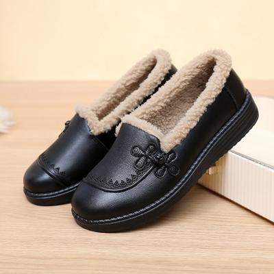Soft-soled and Soft-top Shoes with Fleece for Warmth, Women's Single Shoes with Flat Heels and Light Slippers