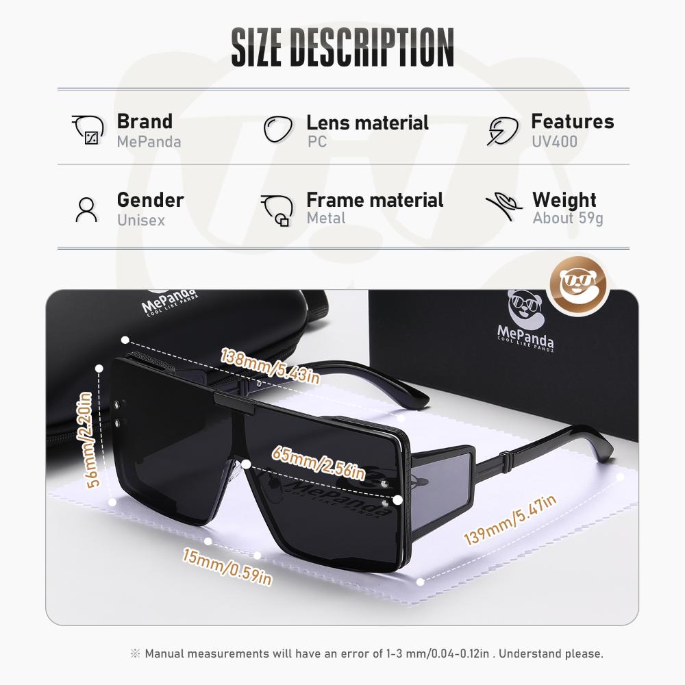 MePanda Unisex Large Square Frame Metal Outdoor Travel Fashion sunglasses,UV400