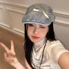 And Trendy Comfortable Denim Beret Hat For All Genders With Beautiful Butterfly Knot For Style Seasonal