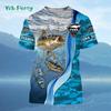 Men Shirts Graphic Tee Fish Print Short Sleeved T-shirt for Men Fish Graphic