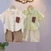 Ensembles de chemises pour garçons Vêtements d'été Chemises à manches courtes en coton et lin pour bébés garçons Chemises de style occidental
