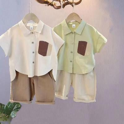 Boys' Shirt Suits Summer Clothes Baby Boys Cotton and Linen Short-sleeved Shirts Western-style Shirts