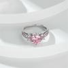 Elegant Pink Crystal Red Zircon Round Stone Engagement Rings For Women Vintage CopperColor Wedding Band Birthstone Jewelry Gift