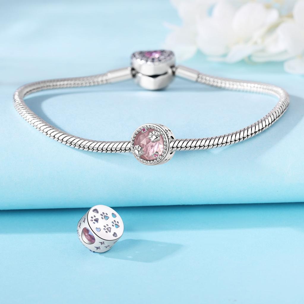 Copper Pink Animal Cute Paw Beads Fit Bracelets Decoration Diy Birthday Party Fine Gifts Jewelry Bracelet Accessory