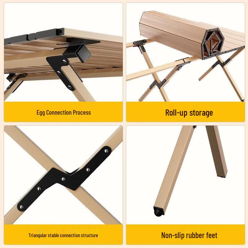 Tan Outdoor Folding Camping Table & Chair Set