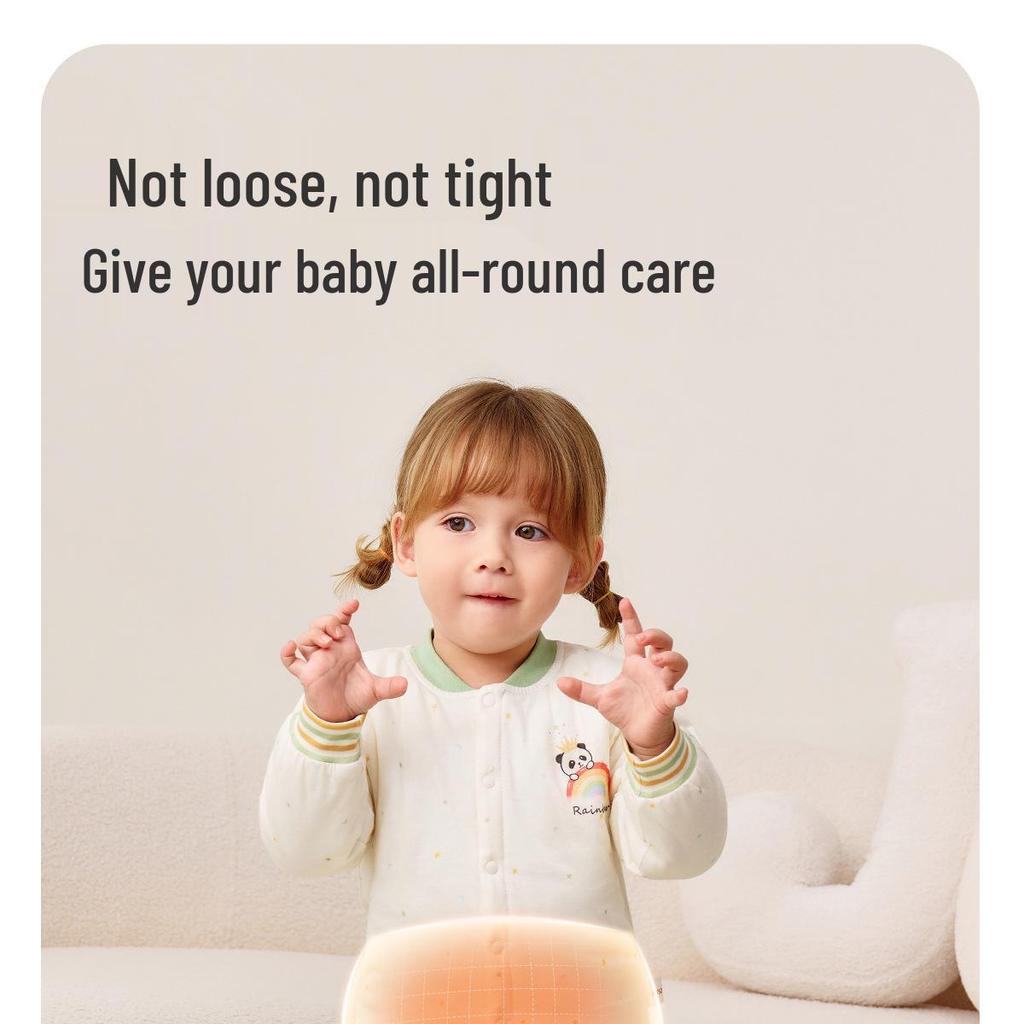 Jingqi Pikowany Bawełniany Dziecięcy Zestaw Piżamowy z Wysokim Stanem i Ochroną Brzuszka - Ciepła, Regulująca Temperaturę Odzież Domowa na Jesień i Zimę