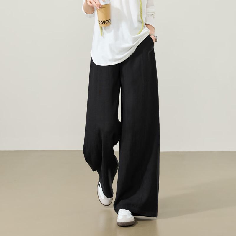 

Women s Lyocell Linen High-Waist Wide-Leg Pants 30