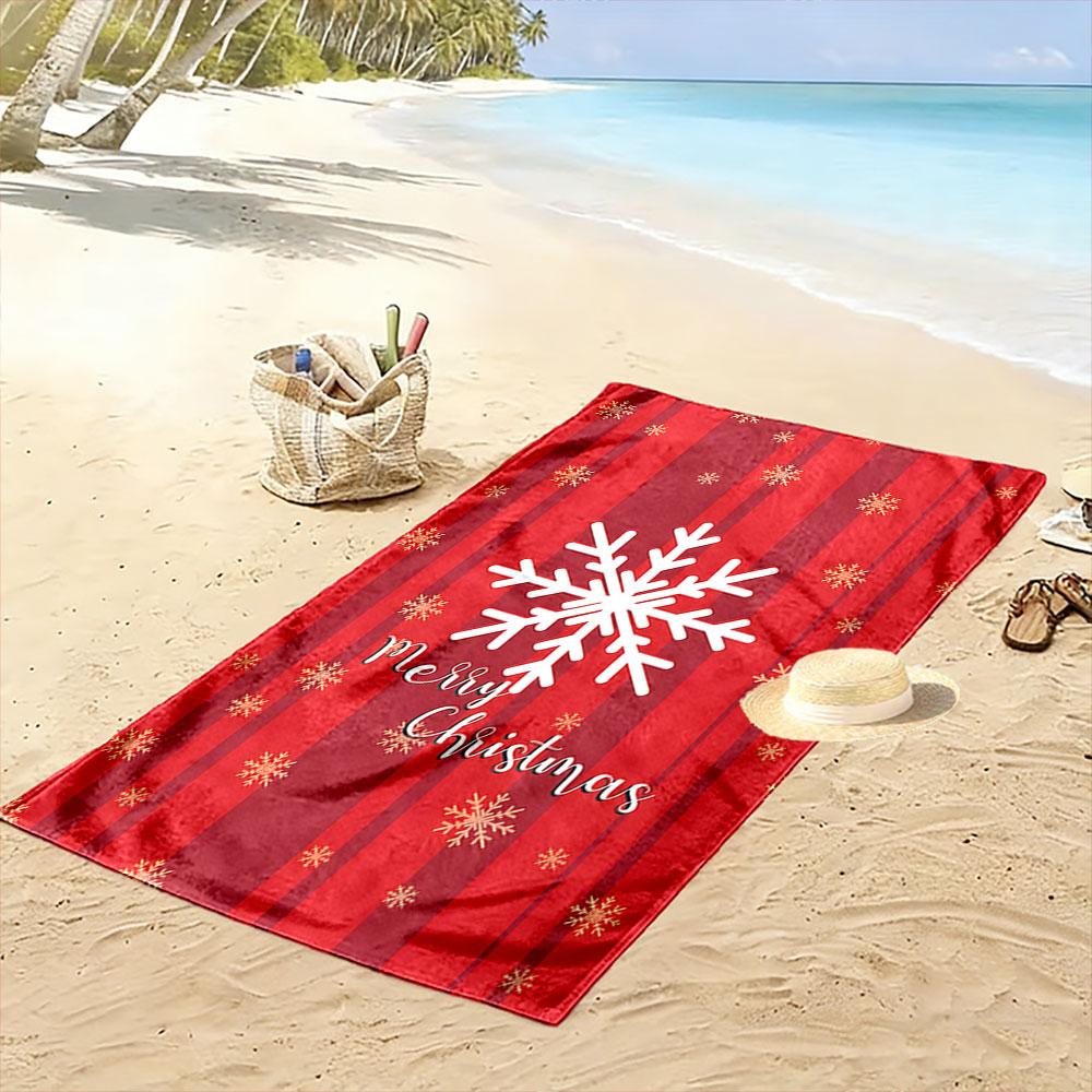 Radiant festive snowflake design Print beach towel, quick drying, suitable for travel, outdoor sports, jogging, the beach and swimming, gift