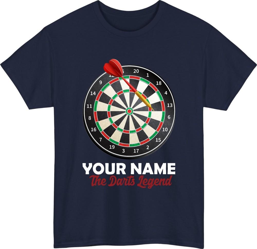Personalised darts legend tshirt custom name dartboard pub player gift tee top S