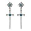 JWER Vintage Shine Crystal Zircon Cross Drop Earring For Women Girl Fashion Rhinestone Sword Earrings Punk Female Party Jewelry