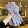 1 paire de gants d'hiver doublure en peluche épaisse coupe-vent chaud résistant au froid cinq doigts écran tactile imperméable anti-dérapant doux dame gants de cyclisme d'équitation