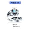 Adjustable Opening Women Vintage Ring Natural Turquoise Gemstones and Compasses Accessory Symbolic Jewelry Gift