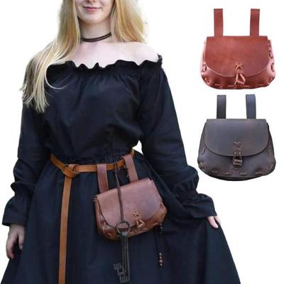 Renaissance Style Medieval Cosplay Prop Waterproof Faux Leather Women Belt Pouch Fanny Pack Fashion