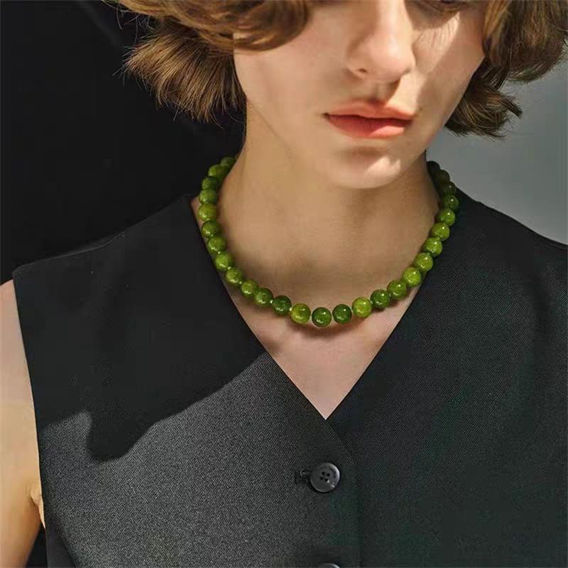 Avocado Gemstone Beaded Clavicle Chain Premium Neck Chain Summer Fresh Mori Dopamine Fashion Necklace