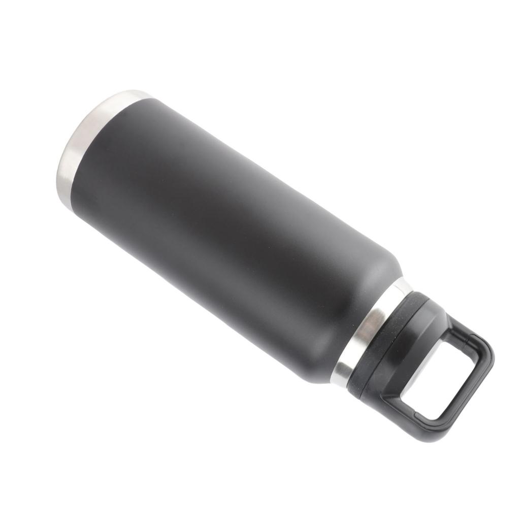 Sport Wasserflasche Edelstahl PP Tragbar Auslaufsicher Sportkessel für Outdoor Camping Fitnessstudio Reisen Büro Schwarz