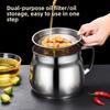 Leakproof Stainless Steel Oil Kettle 1.5/2L Oil Filtering Pot Grease Container  Cooking Oil Storage