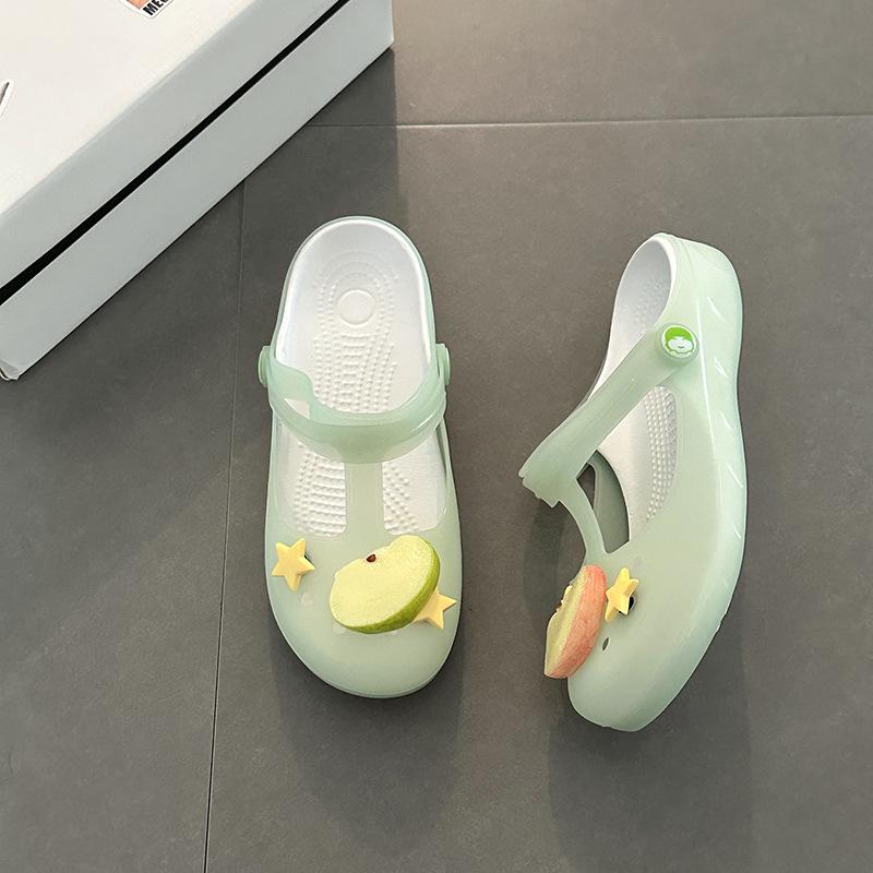 

Повседневные мультяшные фруктовые сумки голова крутые тапочки женские летние милые простые универсальные тапочки модные пляжные сандалии 40 зелёный