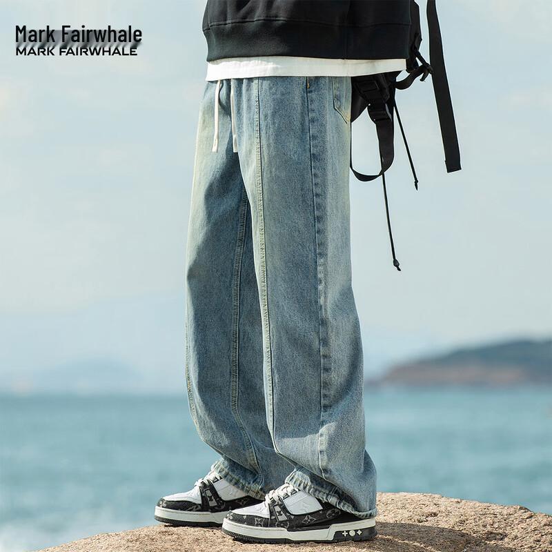 Mark Fairwhale Men's Loose Wide-Leg Straight Jeans