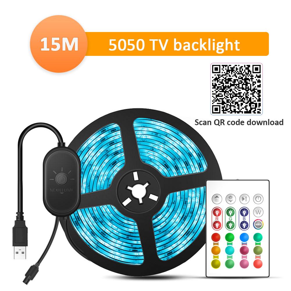 10M 15M LED Strip Lights , Music Sync Color Changing RGB LED Strip Bluetooth, 16millon color, USB powered ,APP+Remote LED Light