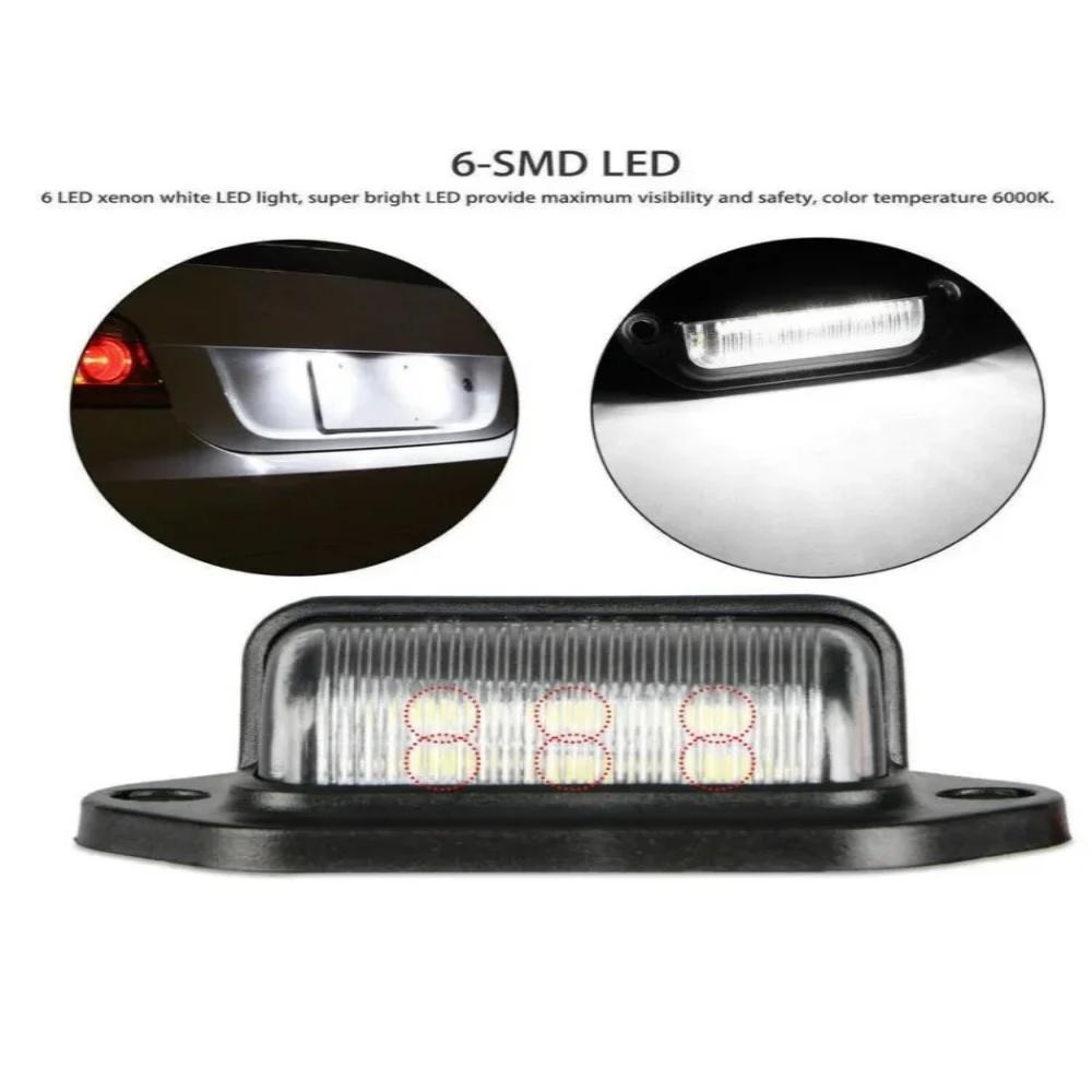 2PCS 6 LED Car License Number Plate Light For SUV Truck Trailer Van Tag Step Lamp White Bulbs Car Products License Plate Lights