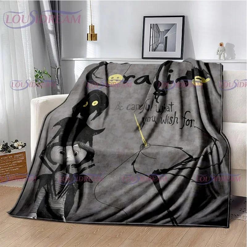 Decke mit Coraline-Druck im gotischen Stil, Animation, Kinderdecke, Familie, Nickerchen, Sofadecke, Bett, warme Decke, weiche Tagesdecke