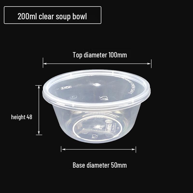 Zebian 200ml Disposable Round Takeaway Bowls
