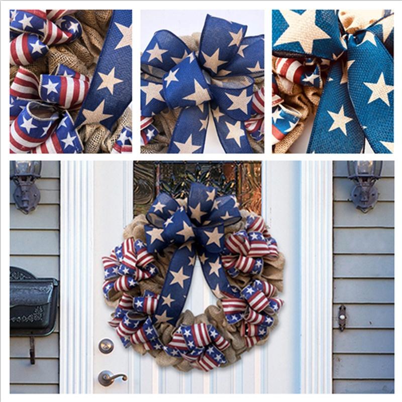 Independence Day Wreath 4th Of July Front Door Red White Blue Wreaths Patriotic Flag Garland for Front Door Window Wall Decor