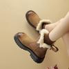 Fashion NEW Winter Women Boots Genuine Leather Shoes for Women Round Toe Chunky Heel Shoes Solid Zip Platform Shoes Warm Wool Snow Boots