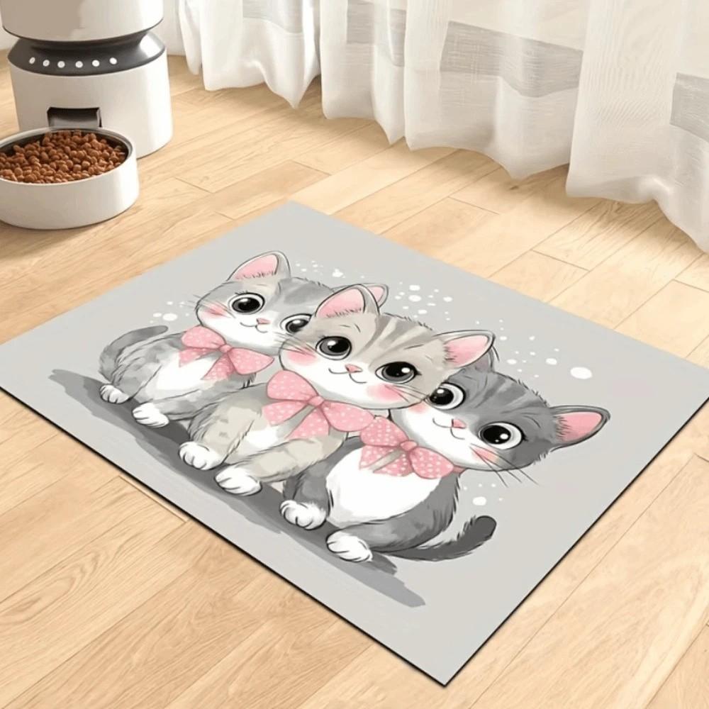 

Quick Absorbent Cartoon Cat Feeding Mat Non-slip Diatom Mud Pet Bowl Pad Quick-dry Desktop Dog Food Bowl Mat for Home 110cm