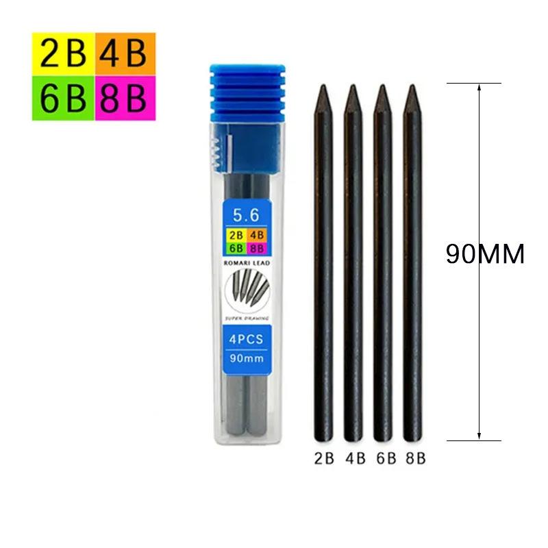 5.6mm Metal Mechanical Pencil And 2B/4B/6B/8B Pencil Refill For Writing Tool Sketch Comics Design Automatic Pencil