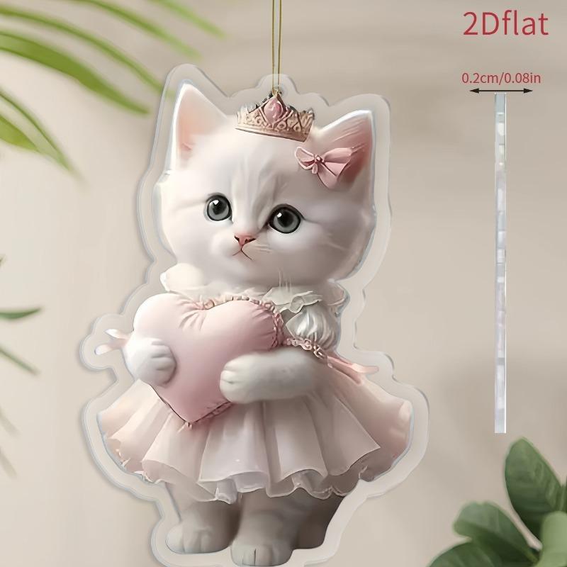 2D Acrylic Car Pendant Valentine's Gift Cute Hanging Ornament Romantic Rearview Mirror Decor Car Interior Accessories for Lovers