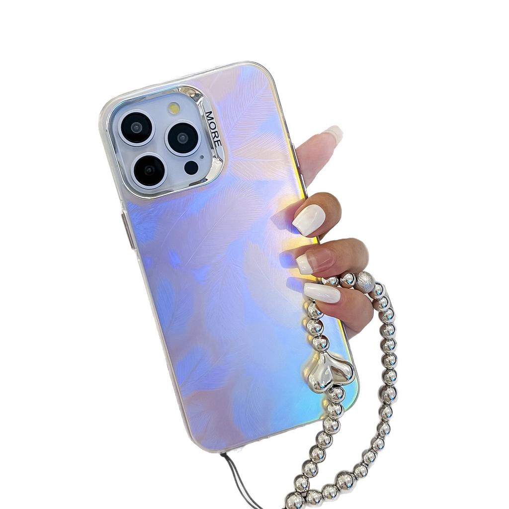 Summer Electroplating Laser for Apple 16E Phone Case for IPhone 15promax with Pearl Bracelet Colorful Case