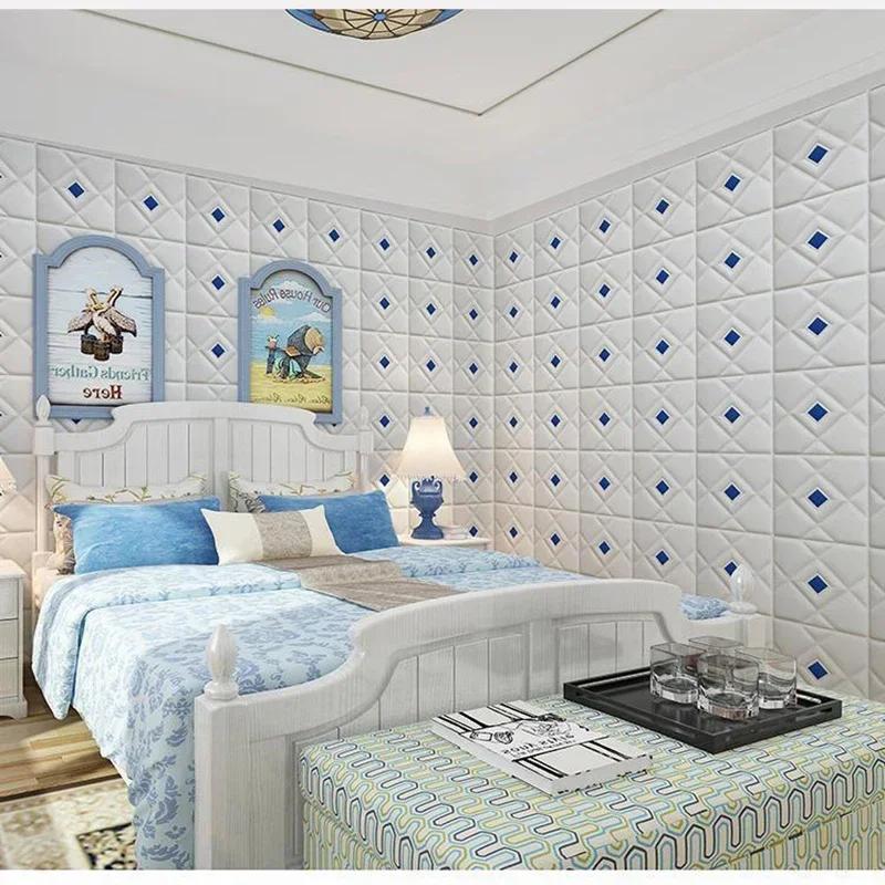 30x30CM DIY 3D Wall Panels Stickers Self Adhesive Waterproof Wallpaper Retro Sticker for Home Living Room Bathroom Decoration