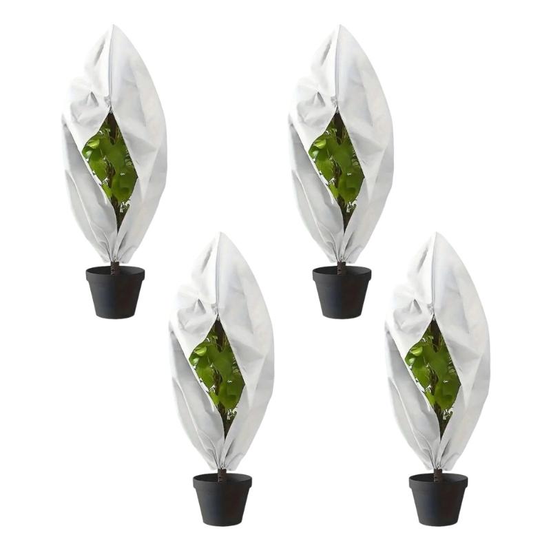 

4 шт. Дышащие чехлы для защиты растений Изолирующий барьер от холодной погоды Простая установка Для использования на открытом воздухе 80100 белый