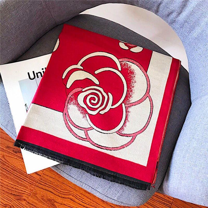 Yiwu scarf camellia cashmere scarf 20 fashion air conditioner warm fringed shawl thickened and lengthened