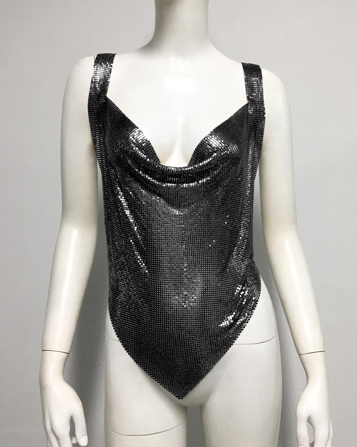 

Модные европейские и американские женские топы с металлическими подвязками и пайетками - новый и стильный дизайн One Size чёрный