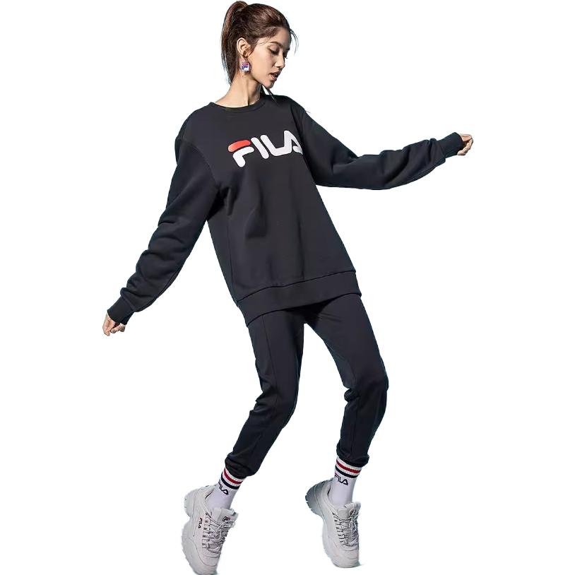 Fila Letter Logo Sports Casual Crewneck Pullover American Vintage Sweatshirt Unisex Sweatshirt Legendary-Blue F51U144231FNV