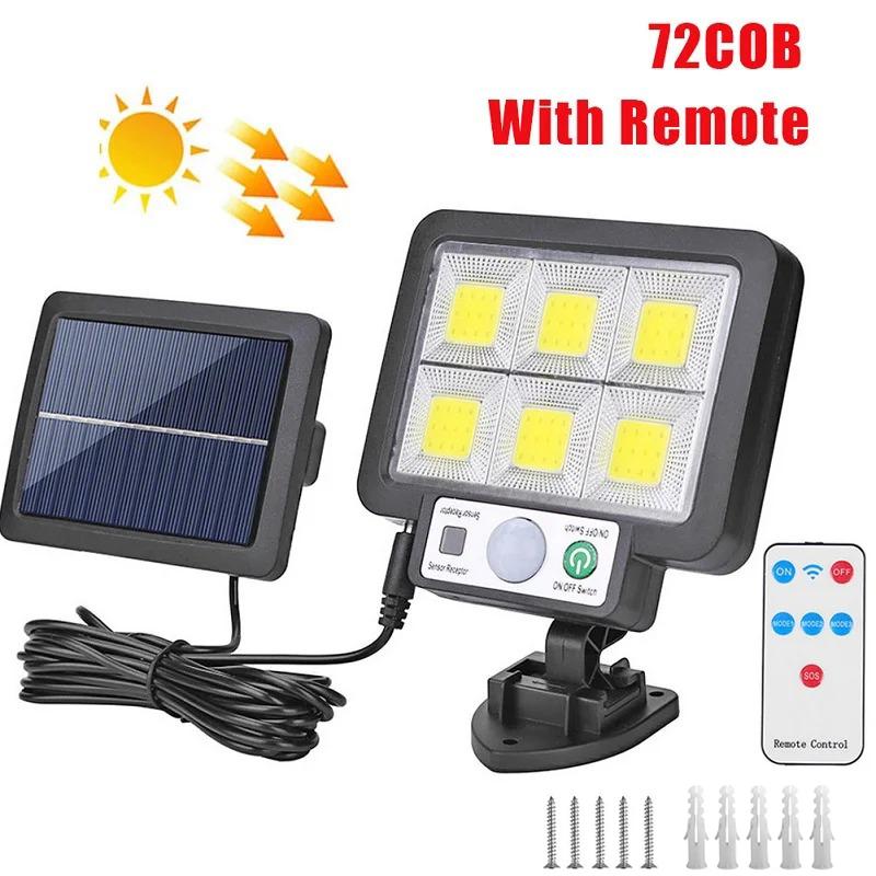 117/108/72 COB Solar Wall Lamp Motion Sensor LED Solar Lights 3 Modes with Remote Control Outdoor Waterproof Lamp for Garden Yard Decor