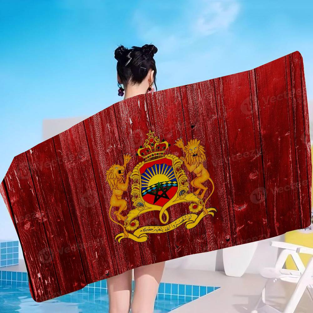M-Marocco Mappa Bandiera Grande Asciugamani da Spiaggia in Microfibra Asciugatura Rapida Asciugamano Sabbia Asciugamani da Spiaggia Asciugamano Piscina Per Viaggio Nuoto Piscina Yoga