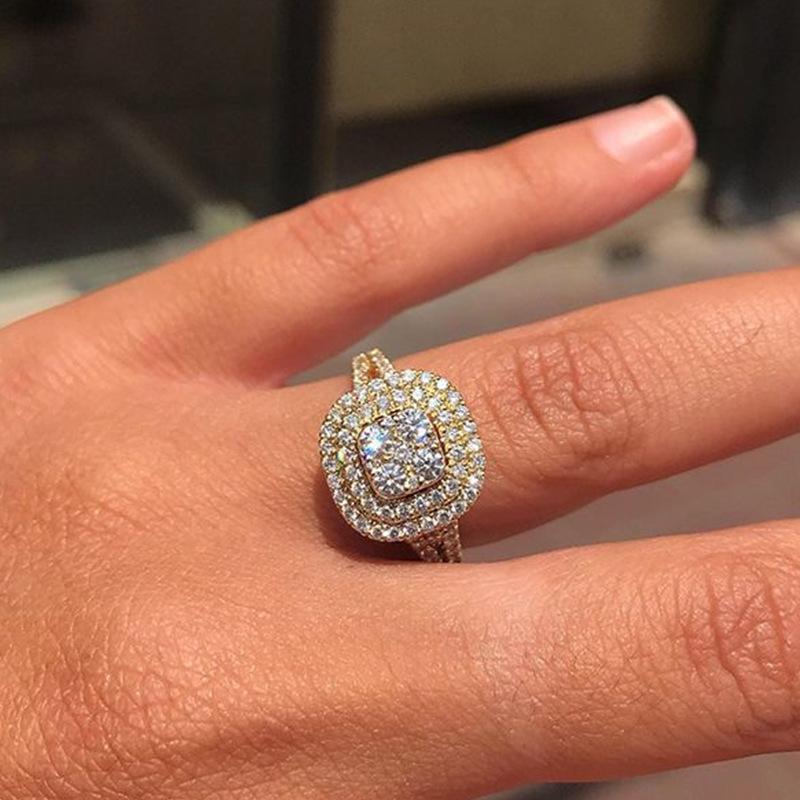 E-Commerce Electroplating Micro-Inlaid Diamond Eight Hearts And Eight Arrows Square Ring