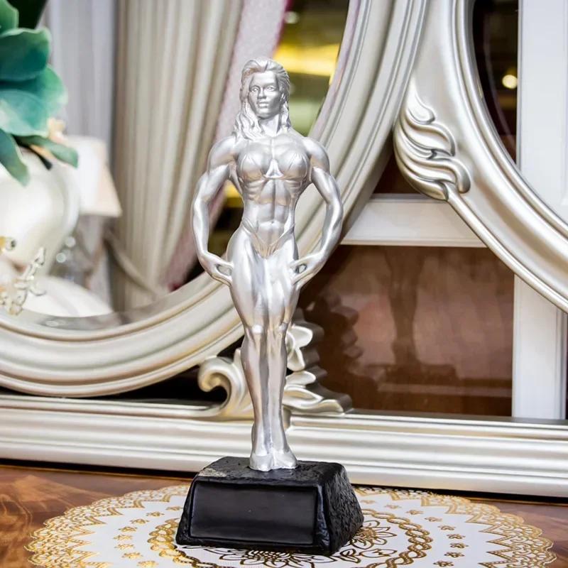 Fitness Muscle Man Sets Up Bodybuilding Sports Competition Trophies Boxing Figures Statues Sculptures Gym Decorations Gift